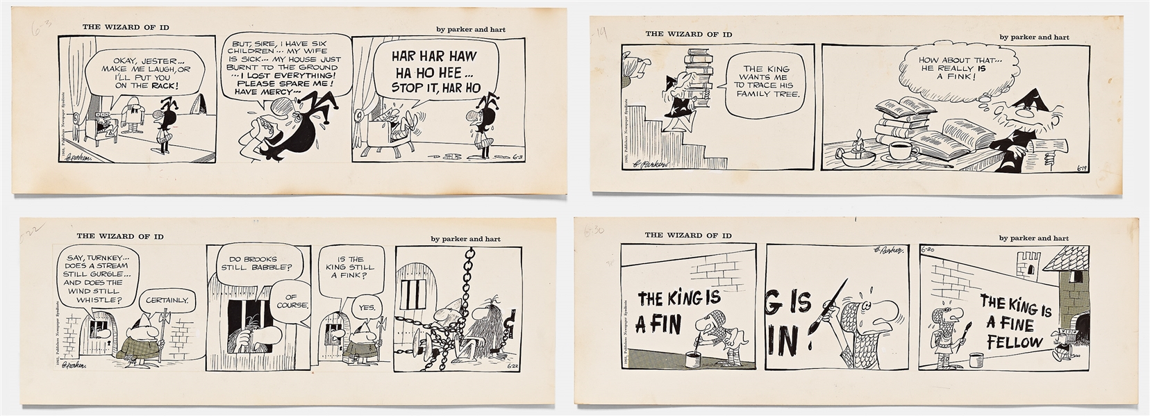 Lot of Four Wizard of Id Comic Strips from 1965