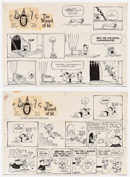Lot of Two Wizard of Id Sunday Comic Strips from 1966