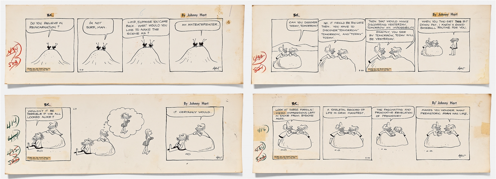 Lot of Four B.C. Comic Strips from 1960