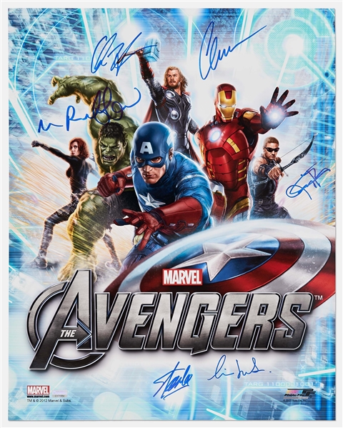 The Avengers Cast-Signed Poster -- Signed by Creator Stan Lee and 5 Cast Members of the 2012 Blockbuster Film
