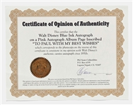 Walt Disney Large Signature -- With Phil Sears COA