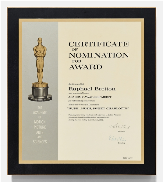 Academy Award Nomination for Set Decoration for Hush...Hush, Sweet Charlotte