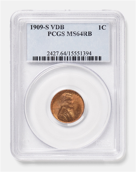 The Lincoln Wheat Penny from 1909, Designed by Artist Victor David Brenner -- PCGS Graded MS-64