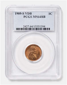 The Lincoln Wheat Penny from 1909, Designed by Artist Victor David Brenner -- PCGS Graded MS-64