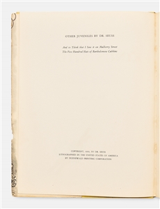 Dr. Seuss ''The King's Stilts'' First Edition, Second Printing from 1939