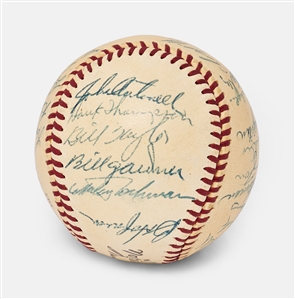 World Series Champion 1954 New York Giants Team Signed Baseball Including Willie Mays & Monte Irvin -- From the Estate of Larry Jansen -- With PSA/DNA COA