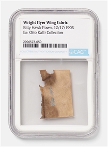 Fabric Swatch From the Wing of the Wright Flyer, Flown at Kitty Hawk During the First Flight on 17 December 1903 -- Encapsulated by CAG