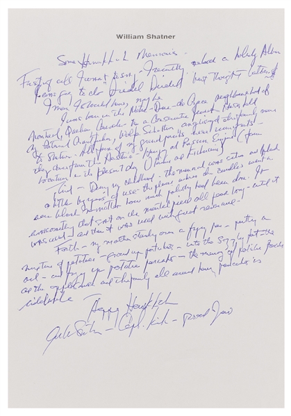 William Shatner Shares His Memories of Growing Up Jewish -- Signed Happy Hanukkah / William Shatner - Capt. Kirk - Proud Jew