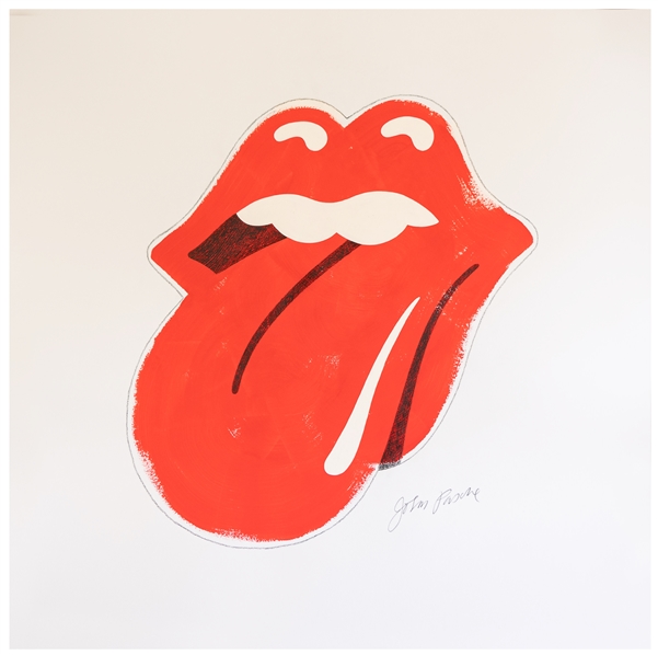 The Rolling Stones Tongue and Lips Original Artwork by Logo Creator John Pasche -- Large Piece Measures 31.5 Square