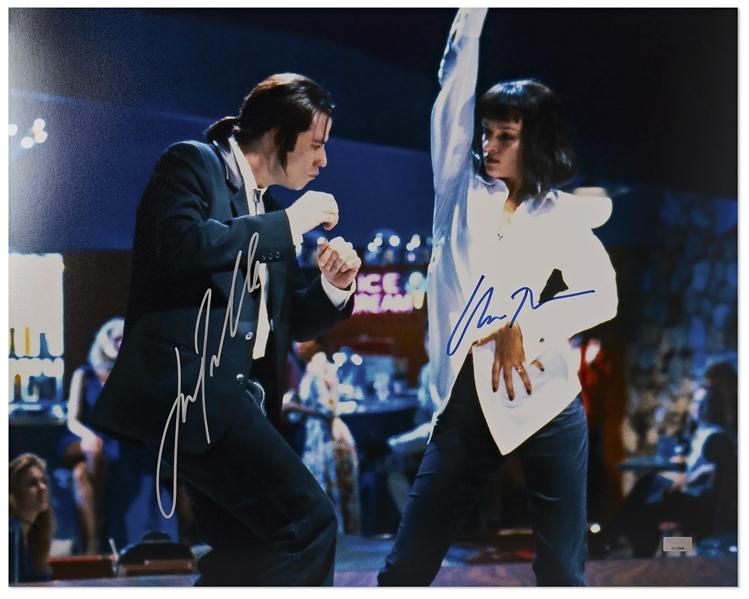 Uma Thurman and John Travolta Signed 20 x 16 Photo of the Famous Dance Scene in Pulp Fiction