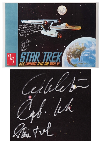 William Shatner Signed Star Trek Poster -- Shatner Writes the Famous Title Sequence Introduction: Space the Final Frontier...William Shatner / Capt. Kirk / Star Trek