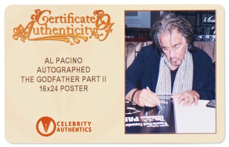 Al Pacino Signed 16'' x 24'' Photo of ''The Godfather II'' Movie Poster