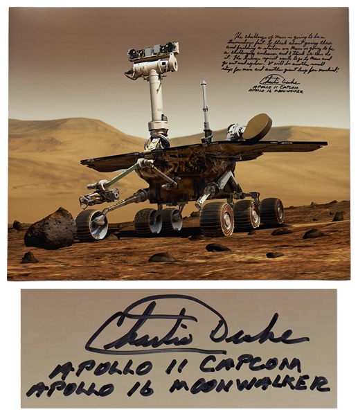 Apollo 16 Moonwalker Charlie Duke Signed 20 x 16 Photo of the Mars Rover -- The human spirit wants to go to Mars...It will be another small step for man and another giant leap for mankind!