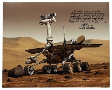 Apollo 16 Moonwalker Charlie Duke Signed 20'' x 16'' Photo of the Mars Rover -- ''The human spirit wants to go to Mars...It will be another small step for man and another giant leap for mankind!''