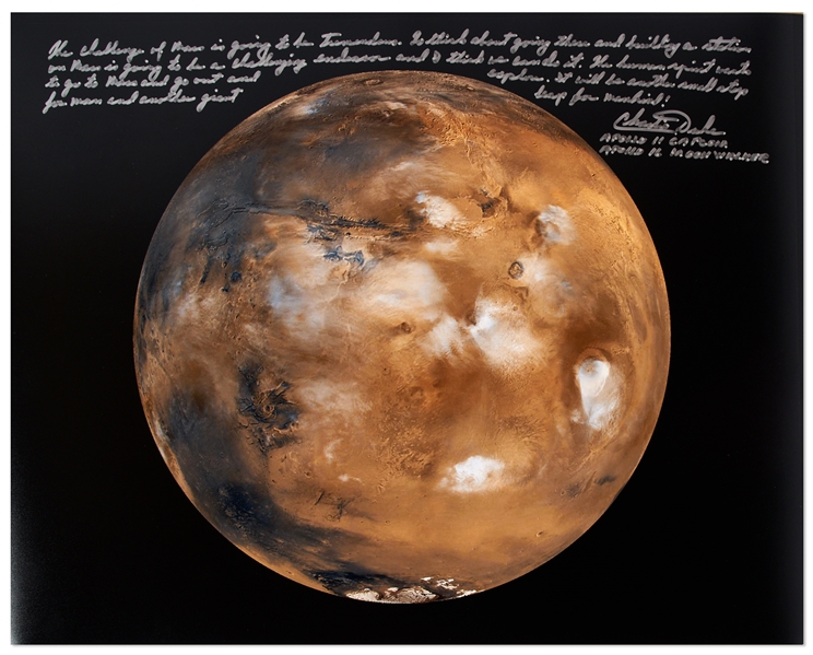 Apollo 16 Moonwalker Charlie Duke Signed 20 x 16 Photo of Mars -- Mars...will be another small step for man and another giant leap for mankind