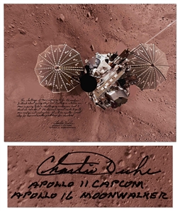 Apollo 16 Moonwalker Charlie Duke Signed 20 x 16 Photo of the Phoenix Lander on Mars -- The human spirit wants to go to Mars...