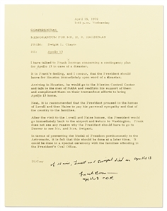 Frank Borman Signed Memo Describing the Presidential Contingency Plan for Apollo 13 -- Borman Writes, ''If Haise, Lovell and Swigert died on Apollo 13'' -- With Novaspace COA