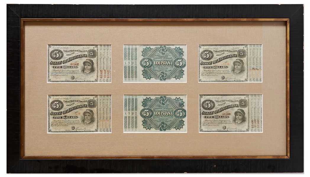State of Louisiana Bonds for $5.00 Each, Circa 1885