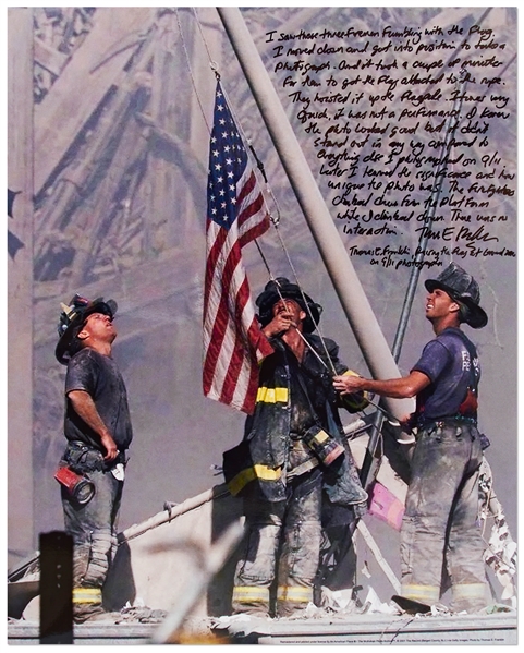 Thomas E. Franklin, 9/11 Photographer of Raising the Flag at Ground Zero, Signed 16 x 20 Photo with His Handwritten Essay About 9/11