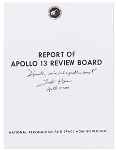 Fred Haise Signed Souvenir Copy of the Apollo 13 Review Board -- Haise Writes: Houston, weve had a problem here!