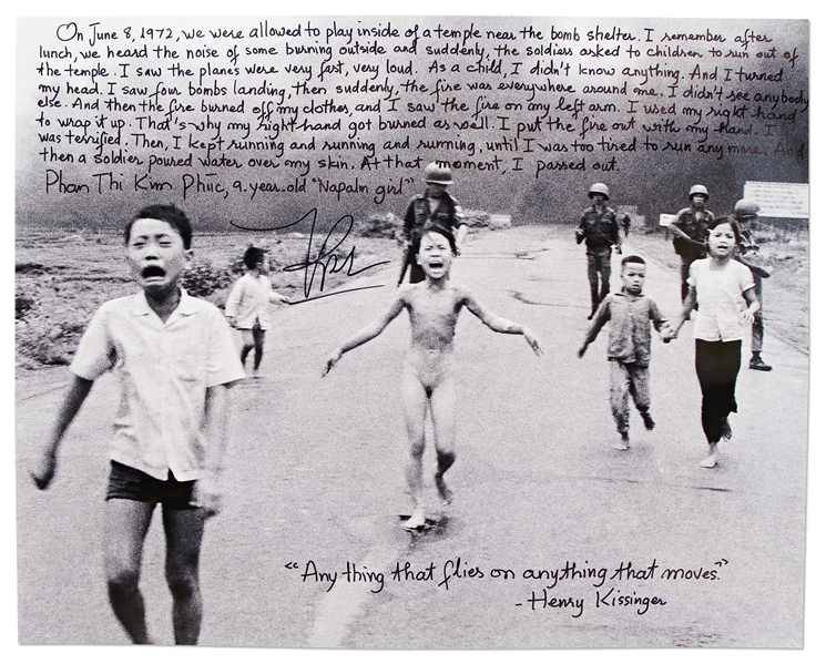 Kim Phuc Phan Thi Signed 20 x 16 Photo -- Napalm Girl, the Face of the Vietnam War, Here Gives Witness to Her Napalm Attack in Vietnam