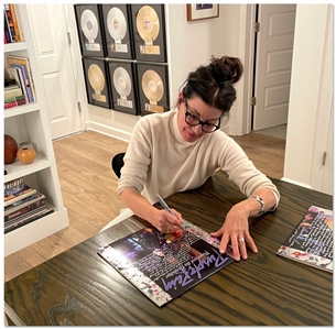 'Purple Rain'' Designer Laura LiPuma Signed Album Cover with Handwritten Details on Its Iconic Design -- ''...We picked the purple he wanted to use (PMS 272)...''