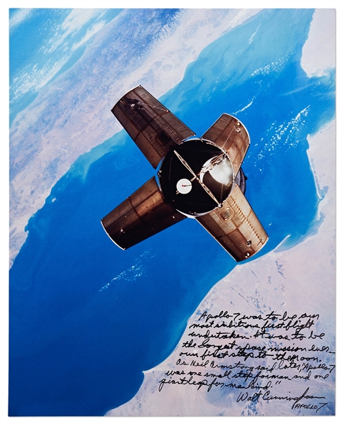 Walter Cunningham Signed 16 x 20 Photo from Apollo 7 -- ...one giant leap for mankind...