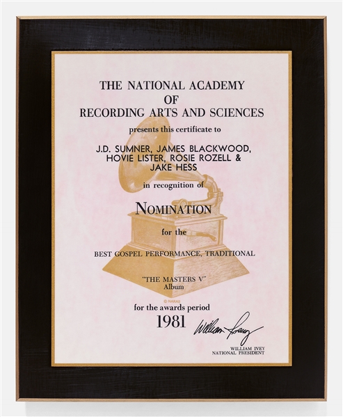 Grammy Nomination for Best Gospel Performance Awarded to the Masters V in 1981