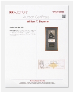 General William T. Sherman Check Signed