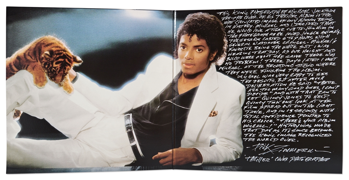 Michael Jackson Thriller Album with Handwritten Memory of How the Famous Photos Were Captured by Photographer Dick Zimmerman
