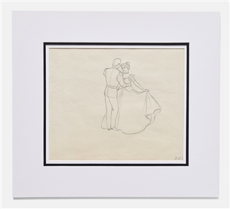 Cinderella Production Animation Drawing from 1950 -- Cinderella and Prince Charming Dance at the Grand Ball