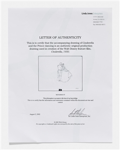 Cinderella Production Animation Drawing from 1950 -- Cinderella and Prince Charming Dance at the Grand Ball