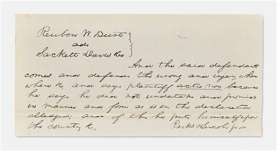 Abraham Lincoln Autograph Manuscript Signed from 1859 -- Lincoln Defends a Man Who Didn't Pay His Bill Because the Merchandise Was Overvalued
