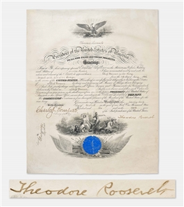 Theodore Roosevelt U.S. Naval Appointment Signed as President -- Roosevelt Appoints a Chief Gunner in the U.S. Navy