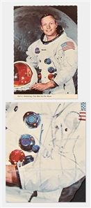 Neil Armstrong Signed White Spacesuit Postcard, Without Inscription -- With Steve Grad COA