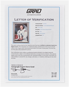 Neil Armstrong Signed White Spacesuit Postcard, Without Inscription -- With Steve Grad COA