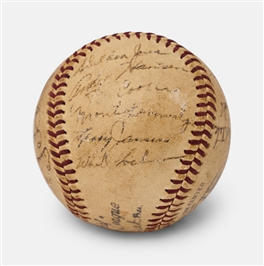 1947 New York Giants Team Signed Baseball -- 24 Signatures of Bobby Thomson, John Mize, Larry Jansen, Monte Kennedy, Sheldon Jones, Buddy Kerr, Andy Hansen, Sid Gordon & More
