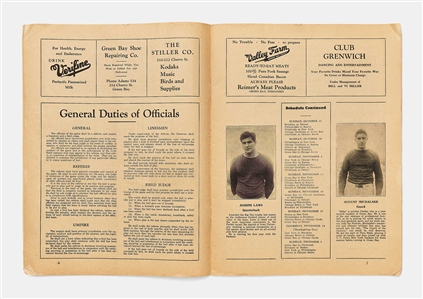 1934 NFL Green Bay Packers vs. Chicago Bears Program