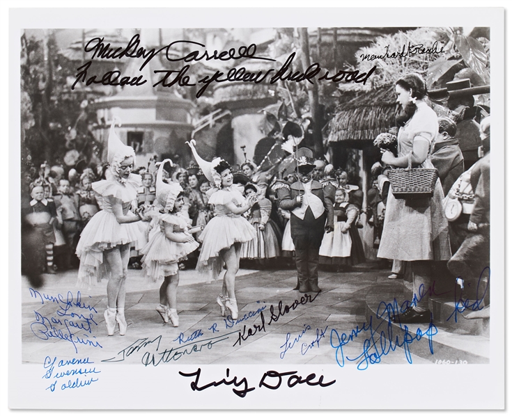 Wizard of Oz 8 x 10 Photo Signed by 10 of the Munchkins -- With PSA/DNA COA