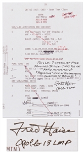 Fred Haise Signed Apollo 13 Flight Notes for rapid activation of Aquarius during the emergency conditions on Apollo 13!