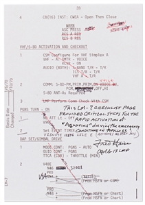 Fred Haise Signed Apollo 13 Flight Notes ''for rapid activation of 'Aquarius' during the emergency conditions on Apollo 13!''