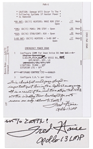 Fred Haise Signed Apollo 13 Flight Notes, a record of the real time steps that NASA & the industry team developed for us to ensure our safe return to Earth!