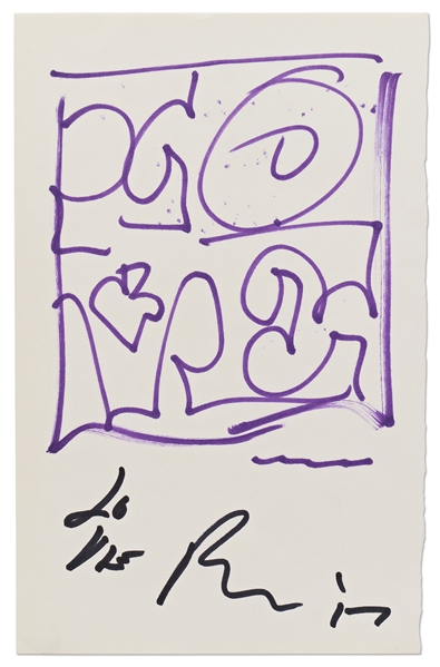Robert Indiana Signed LOVE Sketch Measuring 5.5 x 8.5