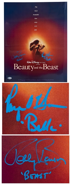 Large 16 x 20 Beauty and the Beast Poster Photo Signed by Paige OHara as Belle and Robby Benson as the Beast
