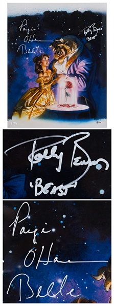 Large 16 x 20 Beauty and the Beast Photo Signed by Paige OHara as Belle and Robby Benson as the Beast