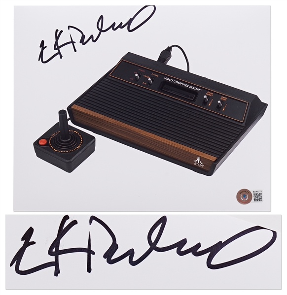 Atari Founder Nolan Bushnell Signed 8 x 10 Photo of the Vintage Atari Console -- With Beckett COA