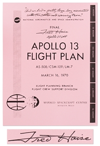 Fred Haise Signed Copy of the Apollo 13 Flight Plan -- ...we had a pretty large bang...