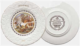 Margaret Thatcher Personally Owned Set of 8 Christmas Dessert Plates -- From Her Time as Prime Minister