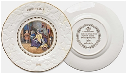 Margaret Thatcher Personally Owned Set of 8 Christmas Dessert Plates -- From Her Time as Prime Minister