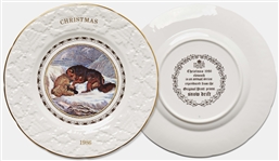 Margaret Thatcher Personally Owned Set of 8 Christmas Dessert Plates -- From Her Time as Prime Minister